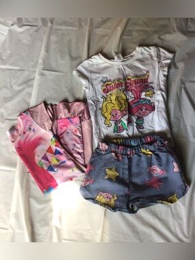 Trolls Girls Two-Piece Tee and Shorts Set and Nightgown